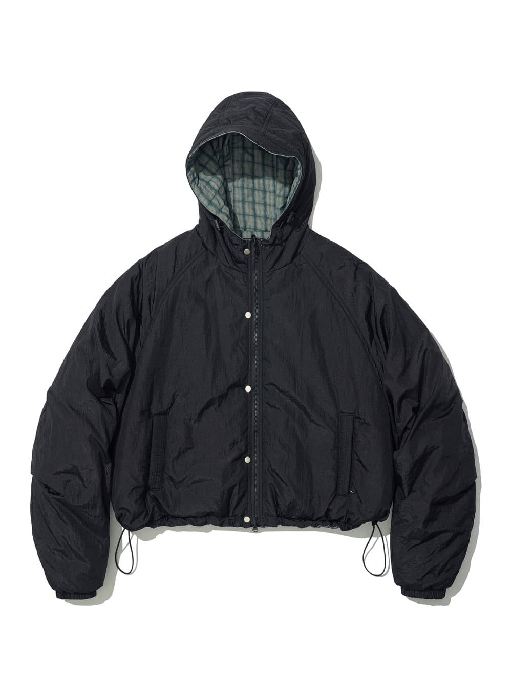 REVERSIBLE HOODED WINDBREAKER_BLACK