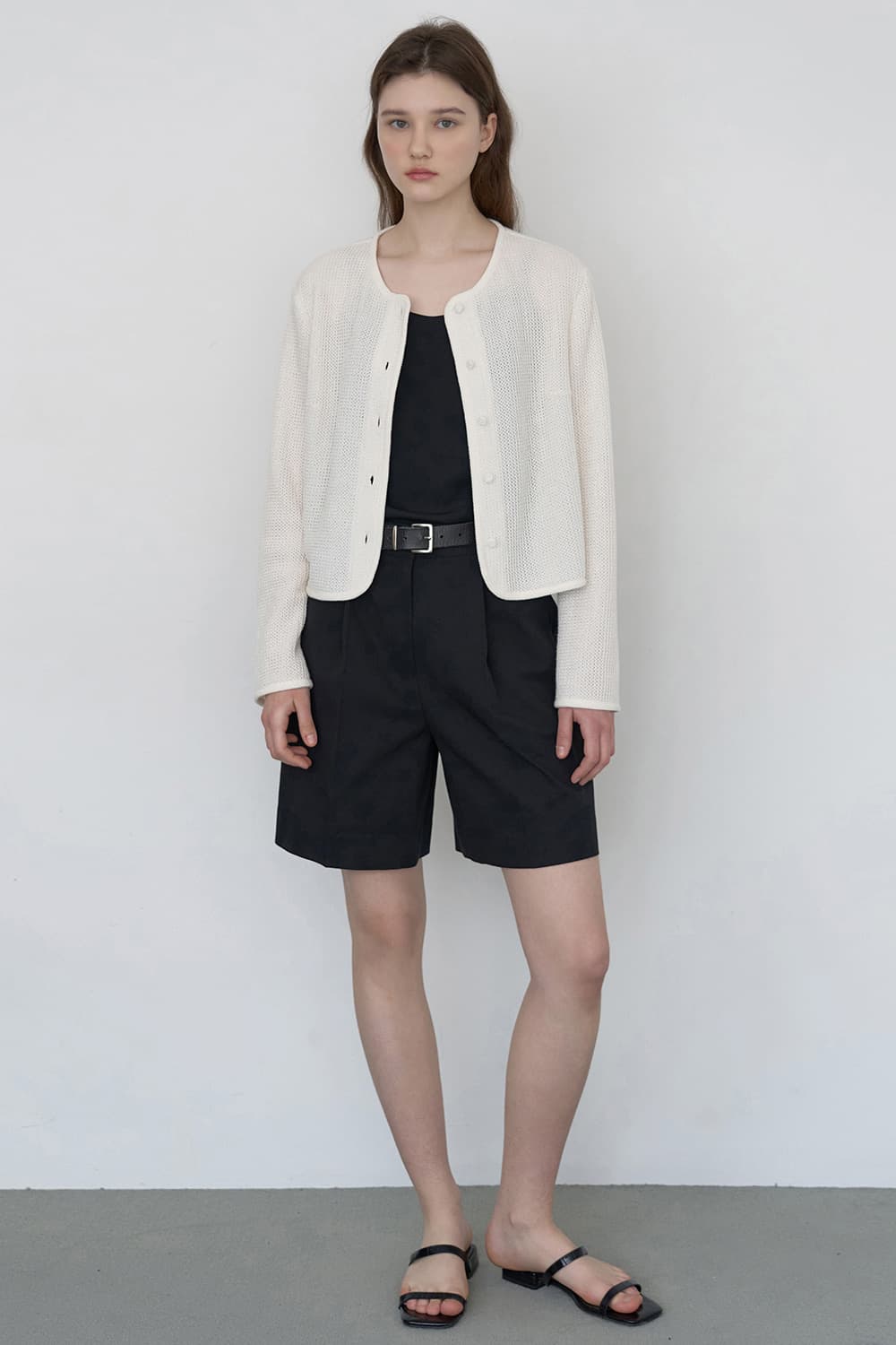 Summer cotton half pant Black [N6MPT07]