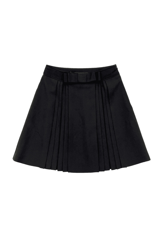 Ribbon Pleat A-Line Skirt (Black)
