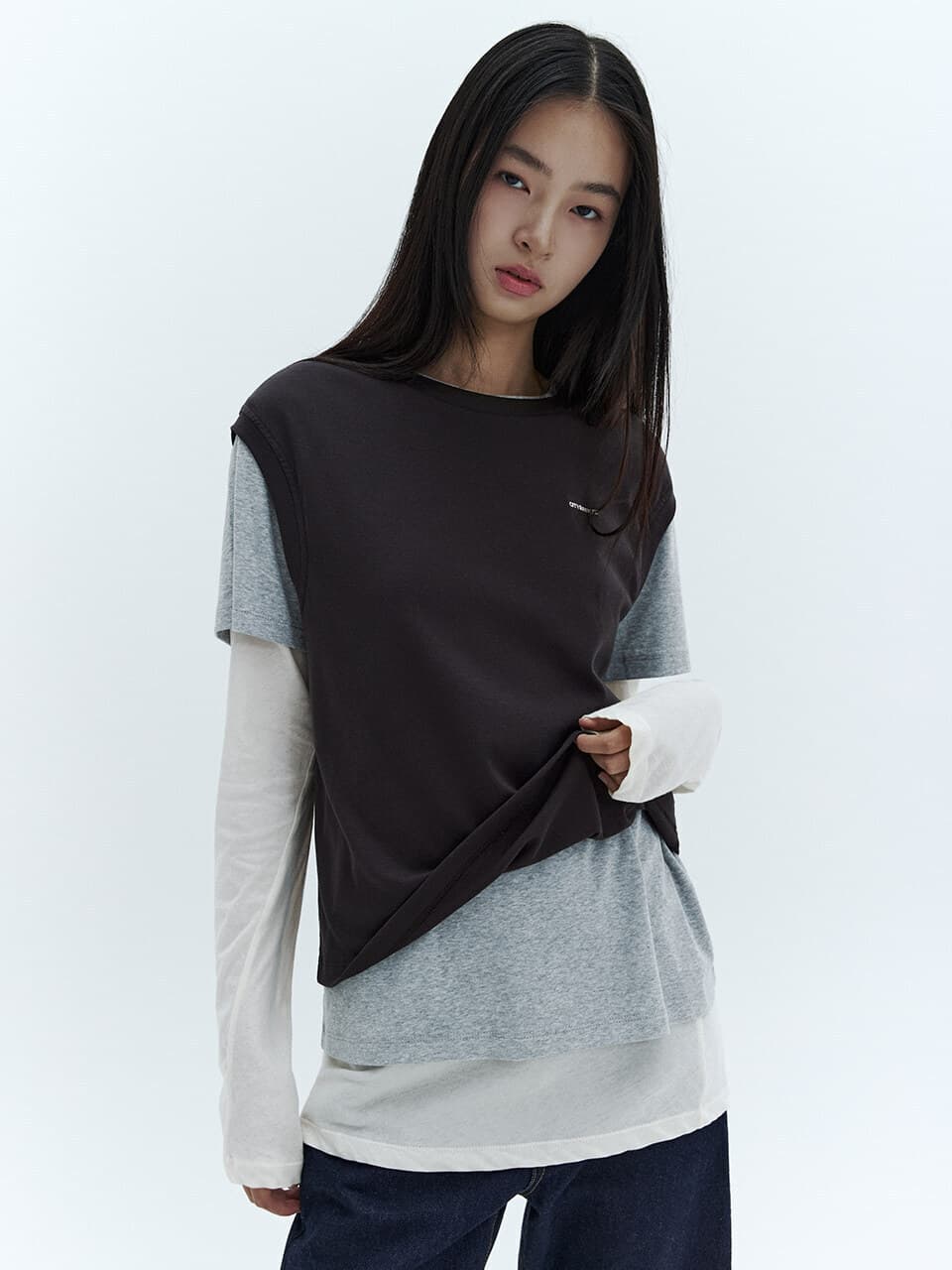 레이어드 티셔츠 팩_CHARCOAL