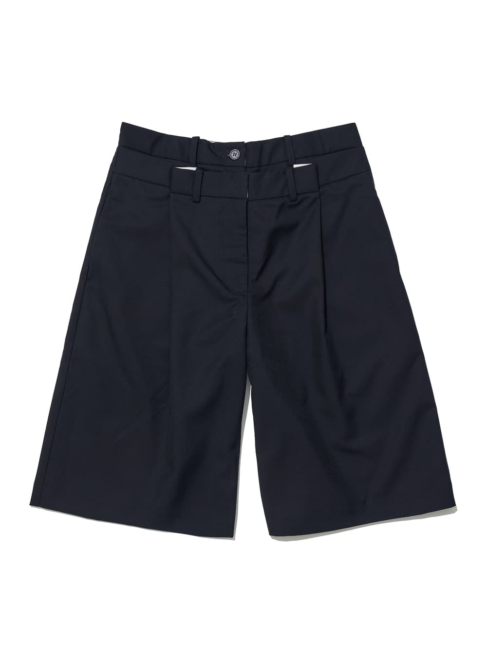 DOUBLE-LAYER WAIST BERMUDA PANTS_DARK NAVY