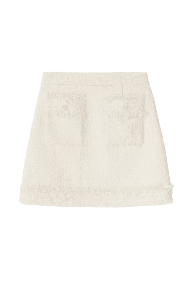 Jewelry Tweed Wool Skirt (Ivory)