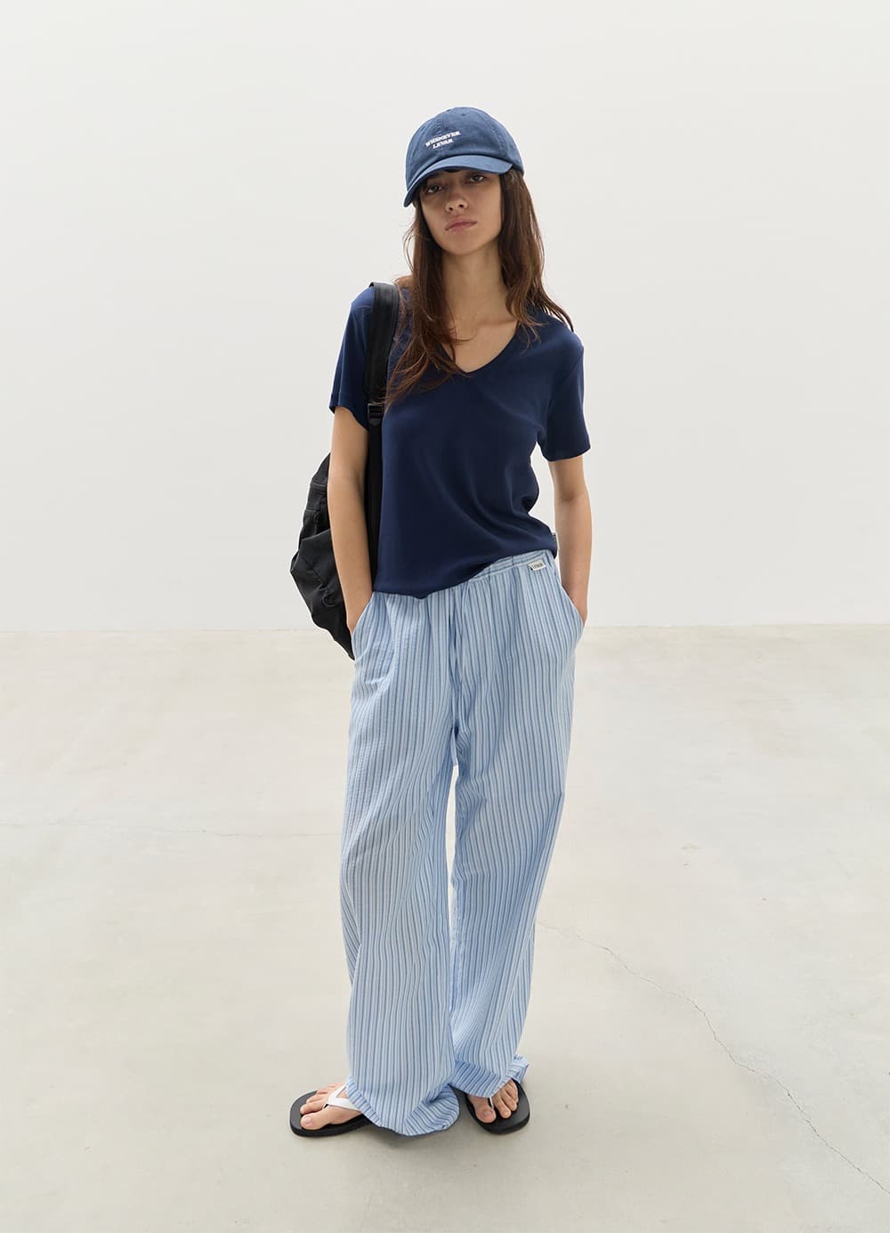 Light Washed Stripe Pants - Blue Stripe