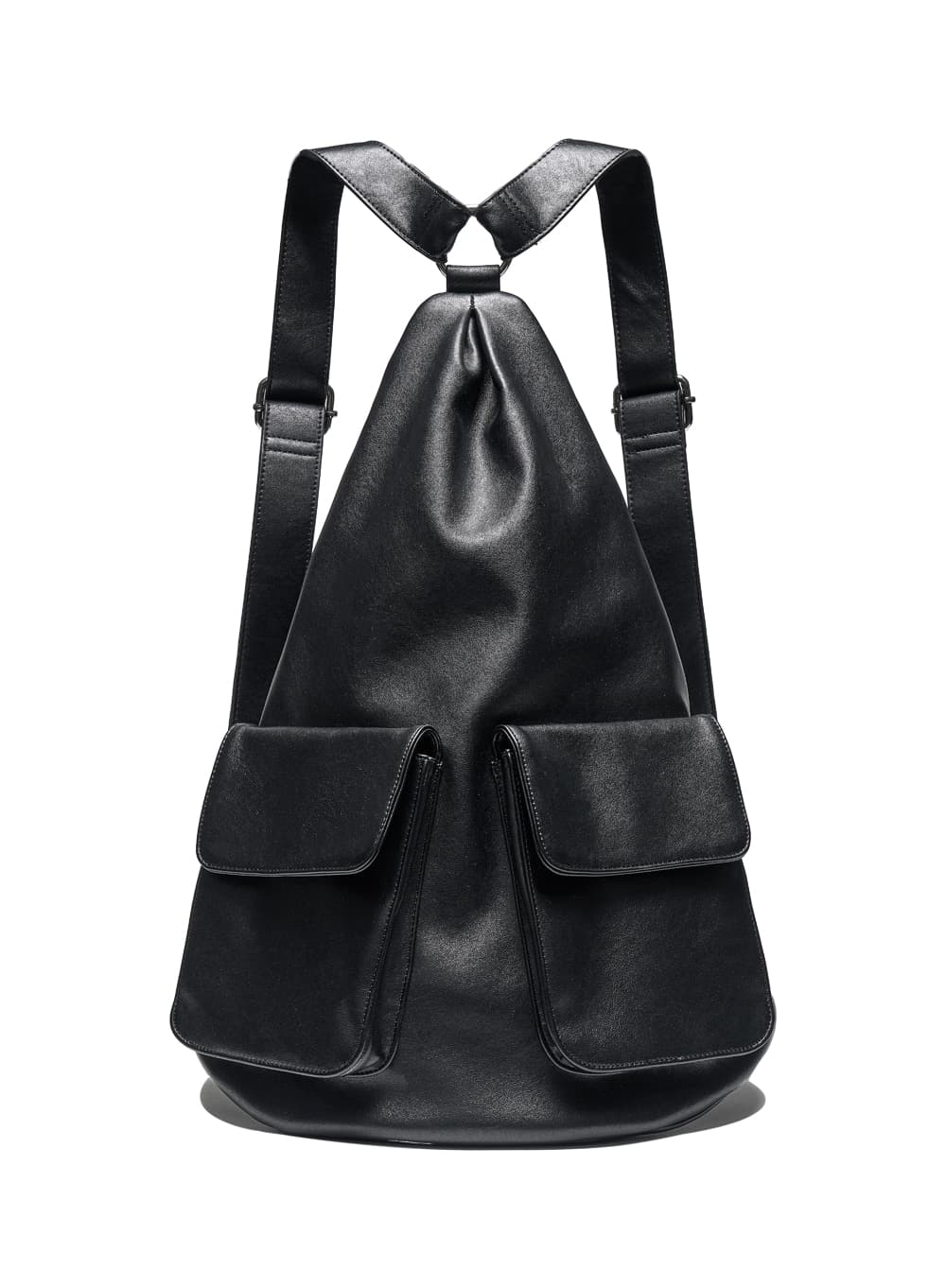 MULTIWAY POCKET FAUX LEATHER BACKPACK_BLACK