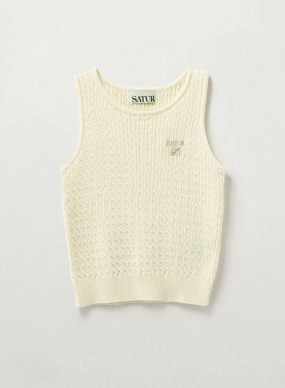 (W) Cable Knit Sleeveless Top - Cream