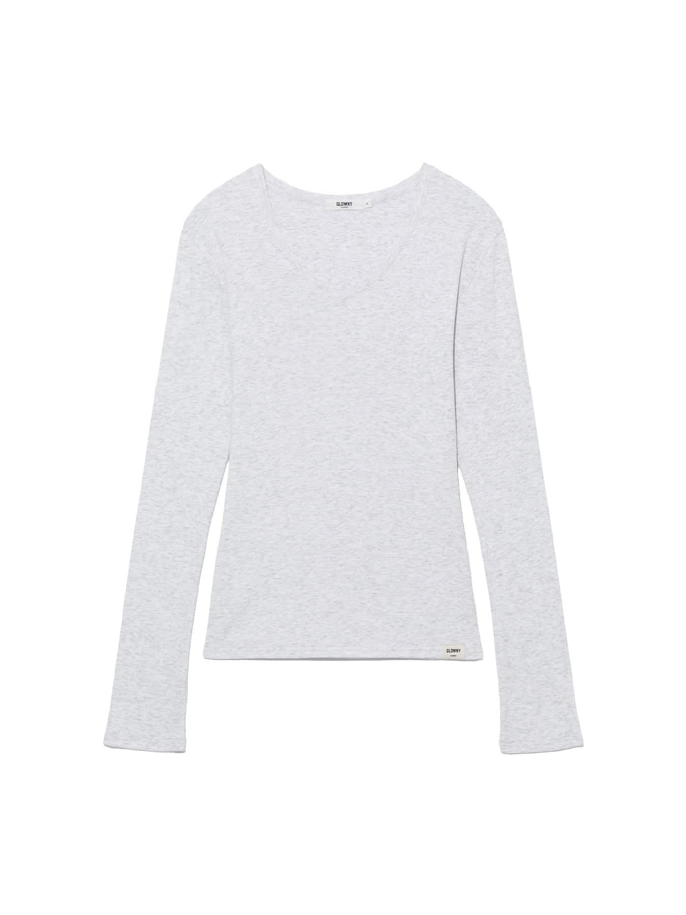 G CLASSIC V-NECK RIB LONG SLEEVE (MELANGE GRAY)