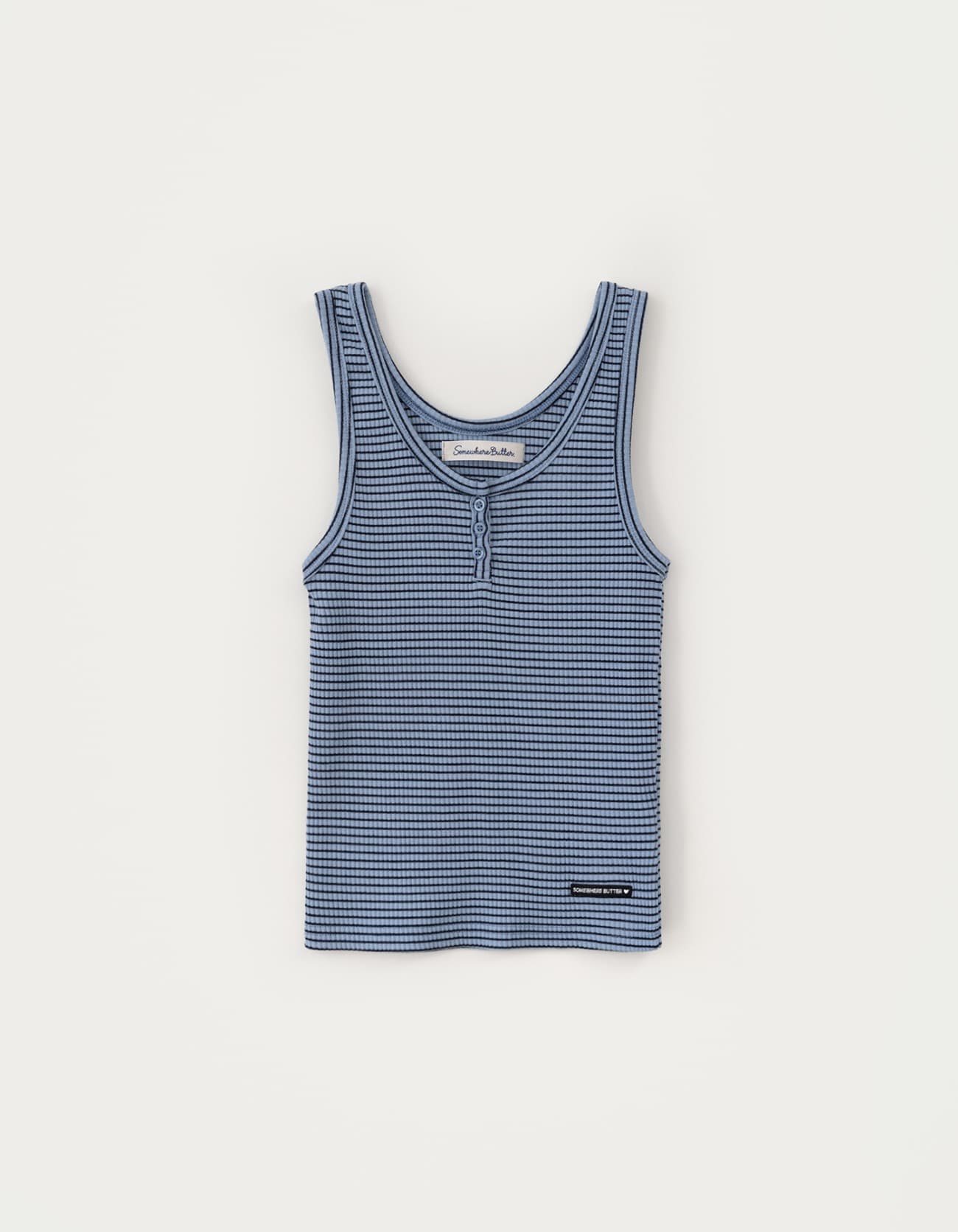 Stripe Wappen Button Sleeveless - Blue