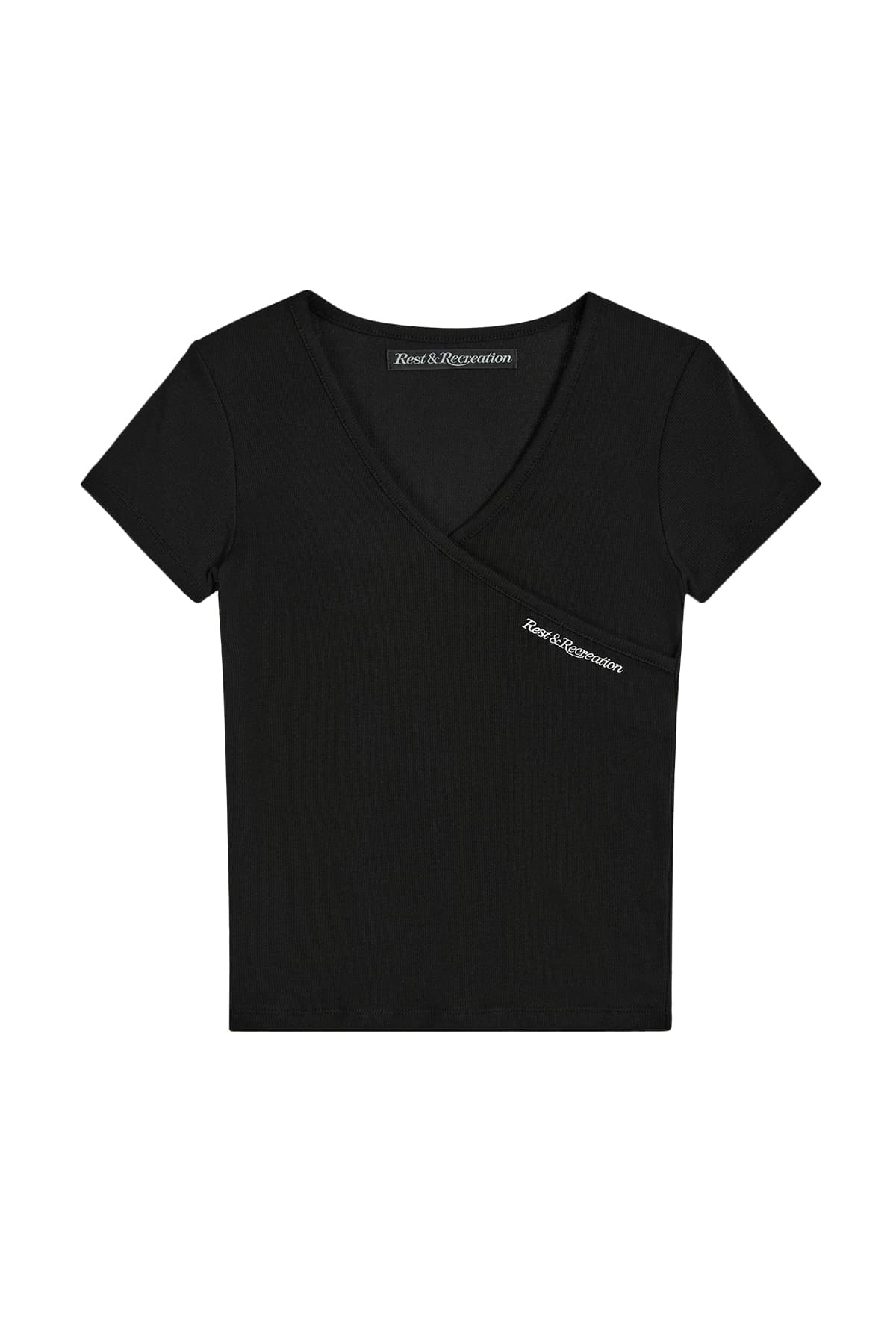 WRAP HALF SLEEVE TOP - BLACK