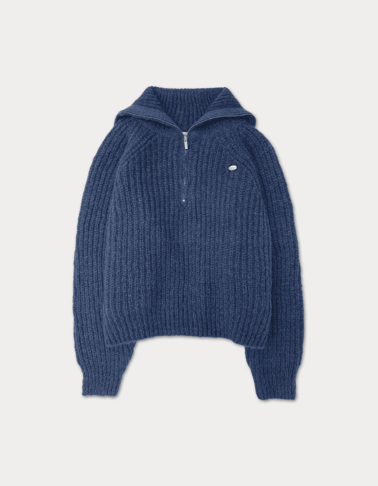 Kid mohair half zip-up - vintage blue