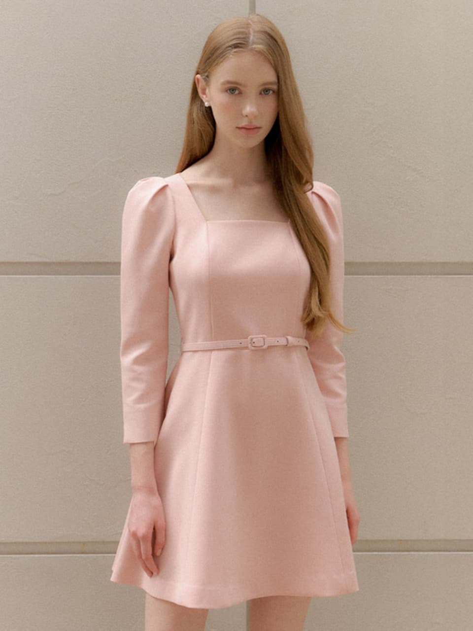 Square-neck Flare Mini-Dress / Pink(2color)