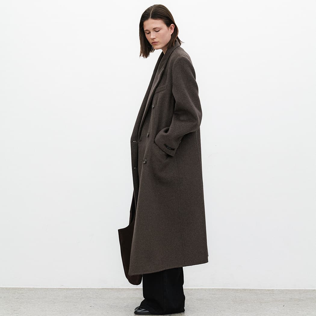(CT-1457)CASHMERE OVERFIT HANDMADE DOUBLE COAT