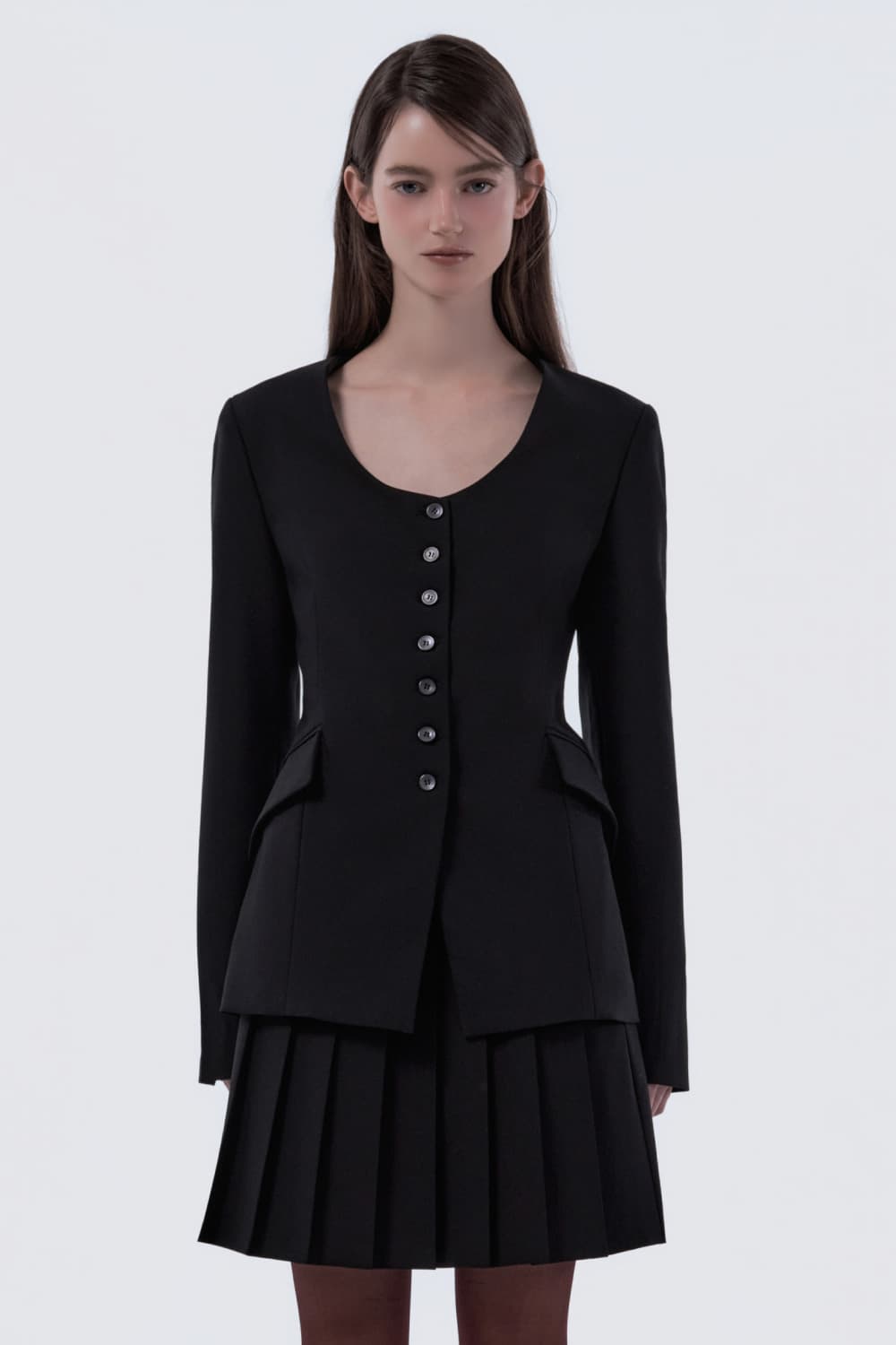 Emma Round Neck Jacket - Black