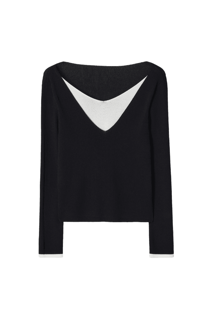 Dual V Knit Top (Black)