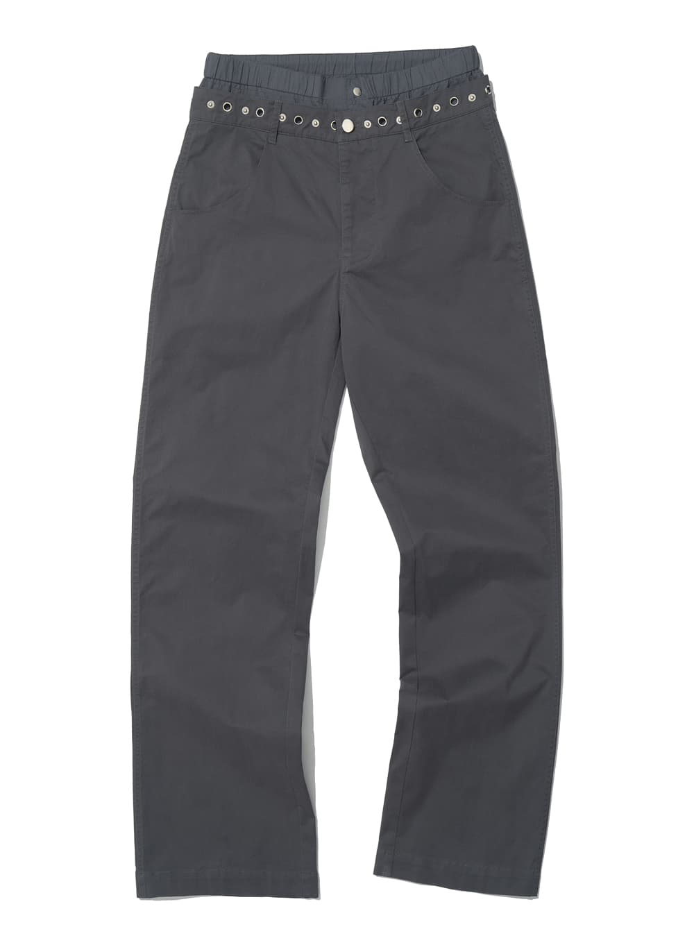 2WAY METAL POINTED DOUBLE WAIST PANTS_CHARCOAL
