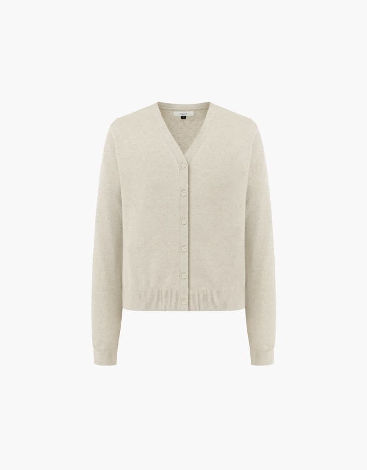 v neck knit cardigan - natural