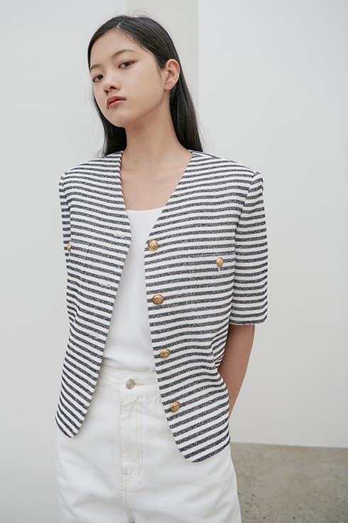 23N summer stripe crop jacket [ST]