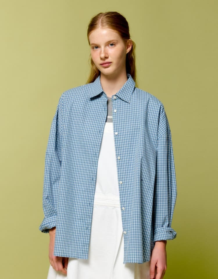 check oversized shirts - blue
