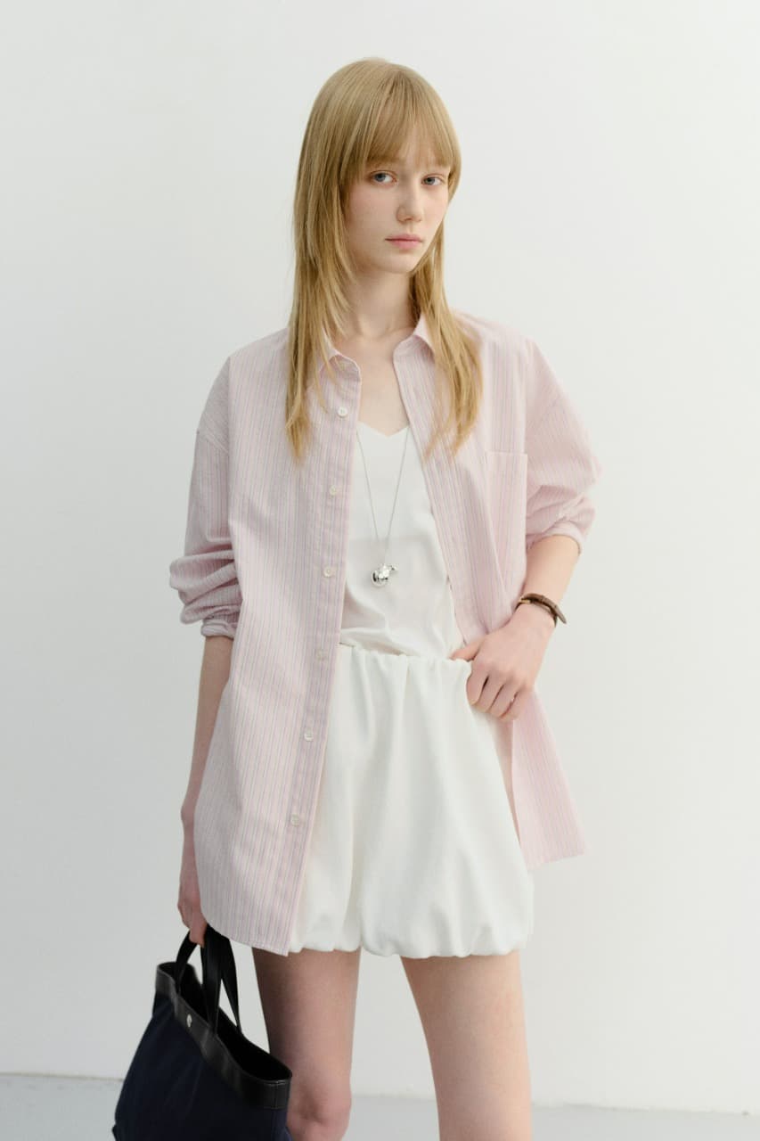 UNISEX CLASSIC STRIPED BD OVERSHIRT SOFT PINK_UDSH6B125P1