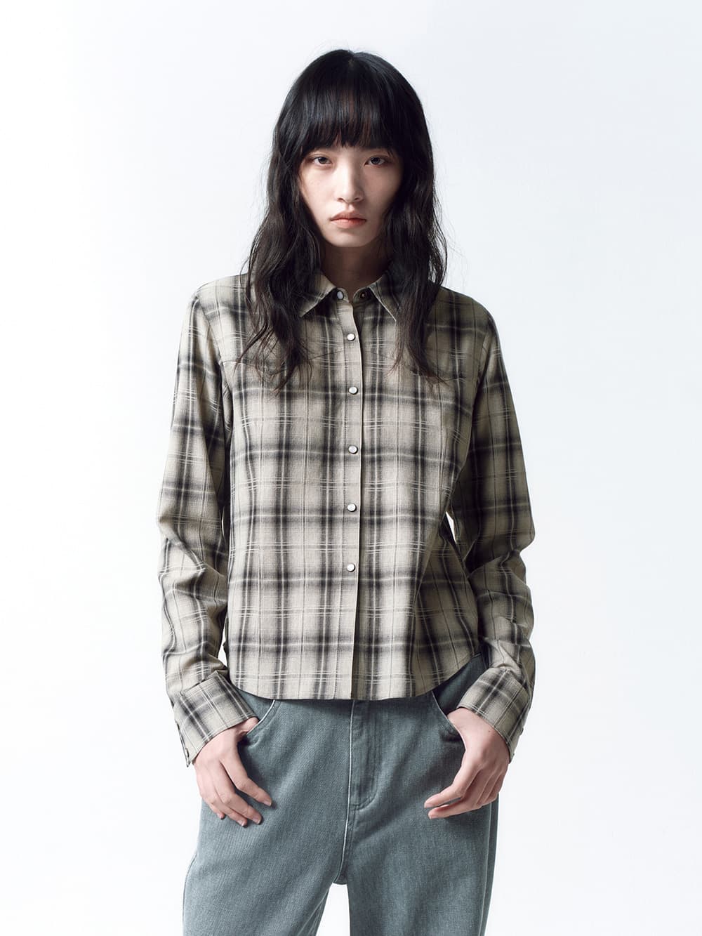 웨스턴 체크 셔츠 IVORY