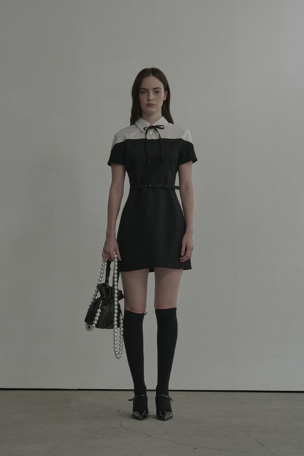 Shirt Off Shoulder Suit Dress - Black