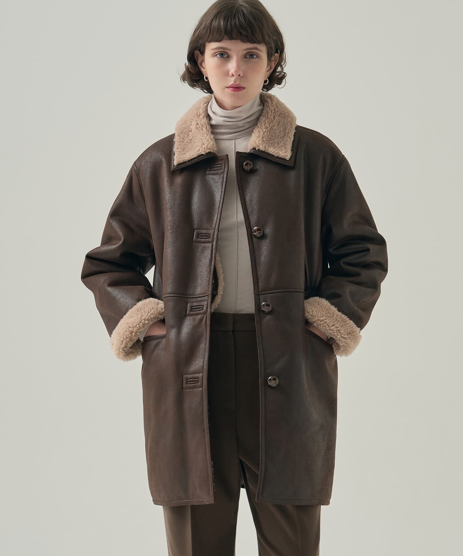웰트 하프 시어링 자켓 [BROWN SUEDE]