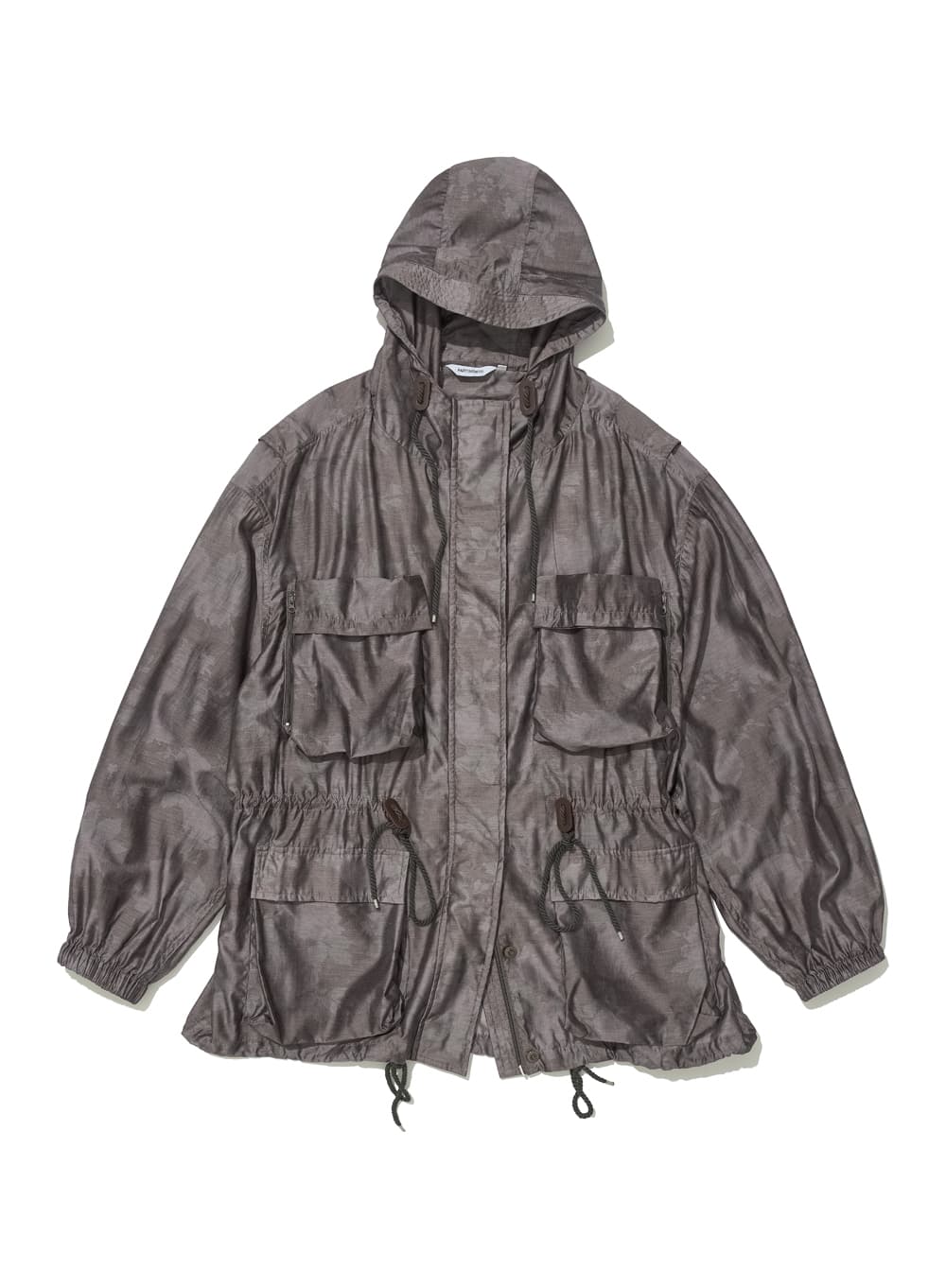 FLORAL LIGHTWEIGHT HOODED UTILITY JACKET_BROWN
