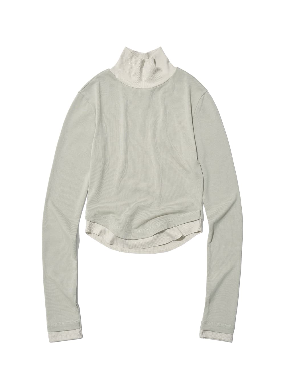 DOUBLE LAYERED HIGH NECK TEE_MINT GREY