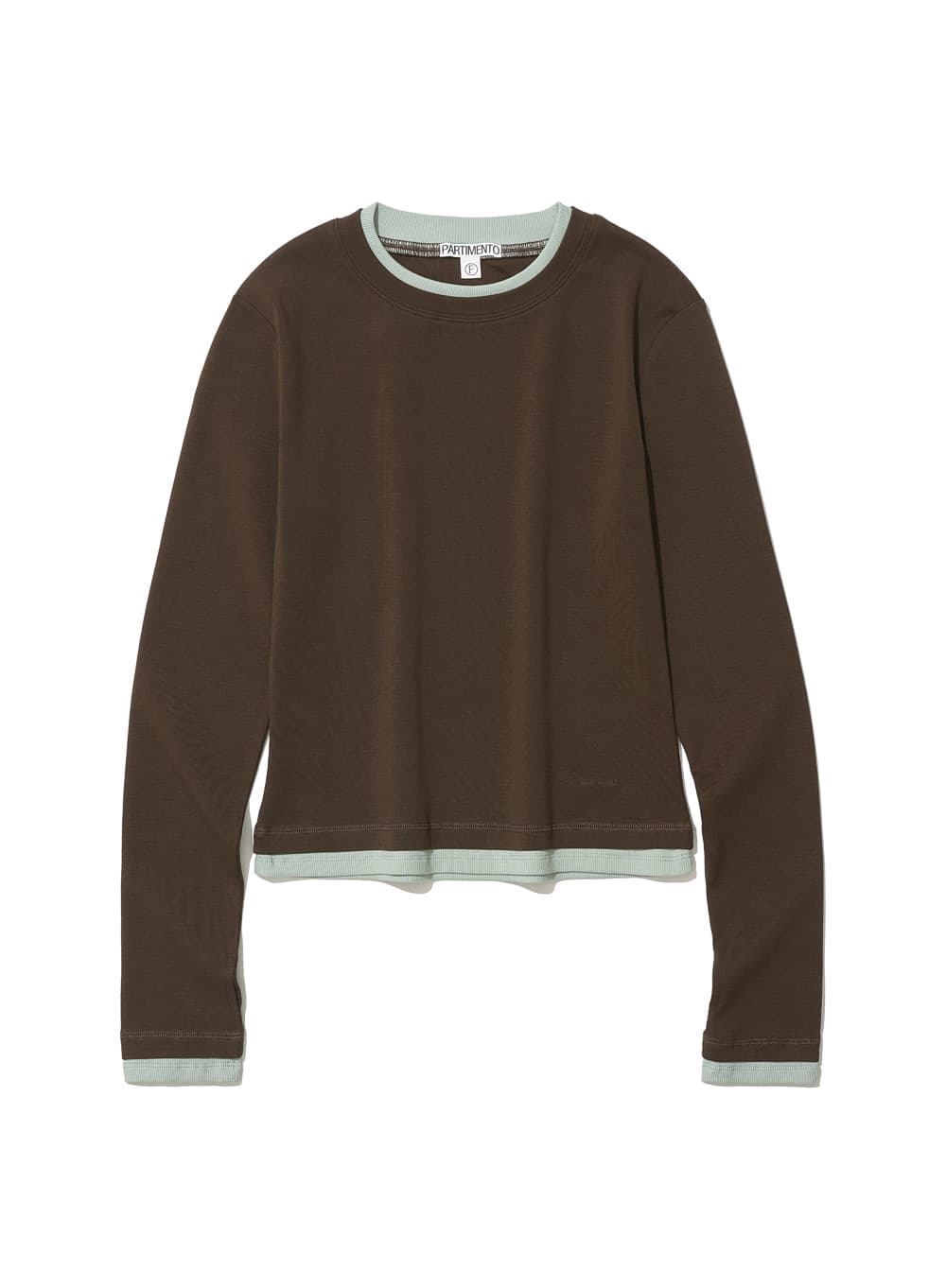 PW DOUBLE LAYERED LONG SLEEVE TEE_BROWN/MINT