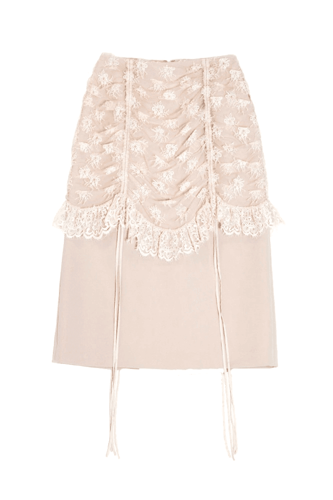 Blush Draped Lace Skirt (2Color)