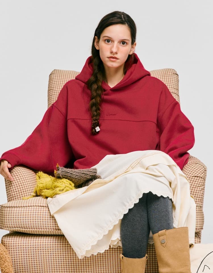 embroidery point hoodie - red