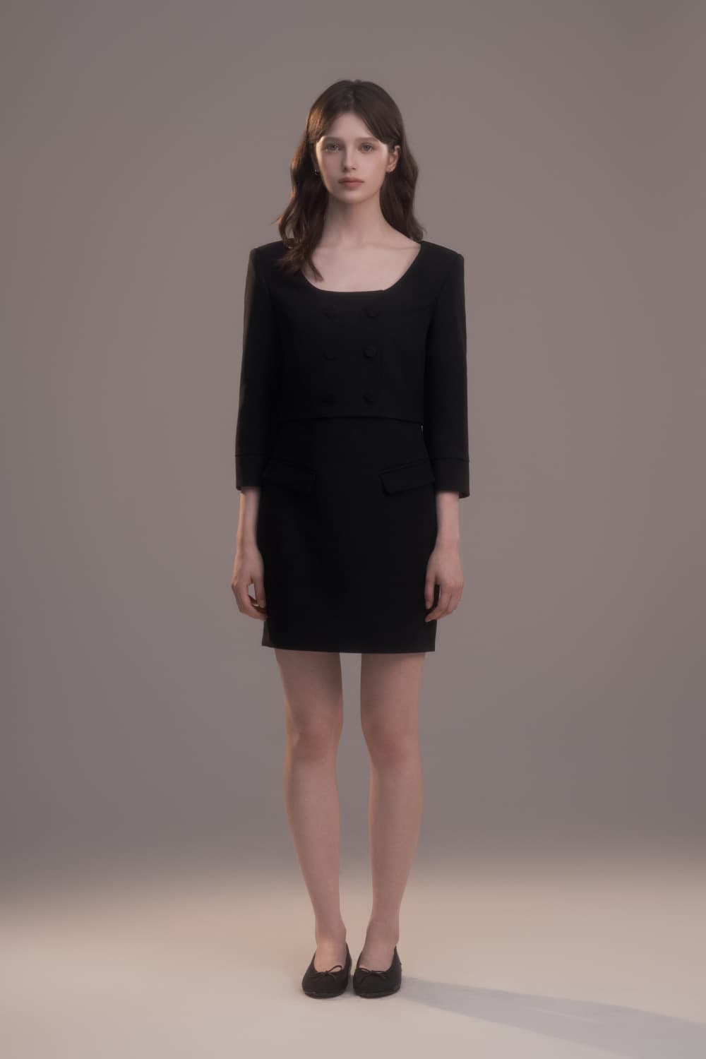 Celina Button Dress - Black