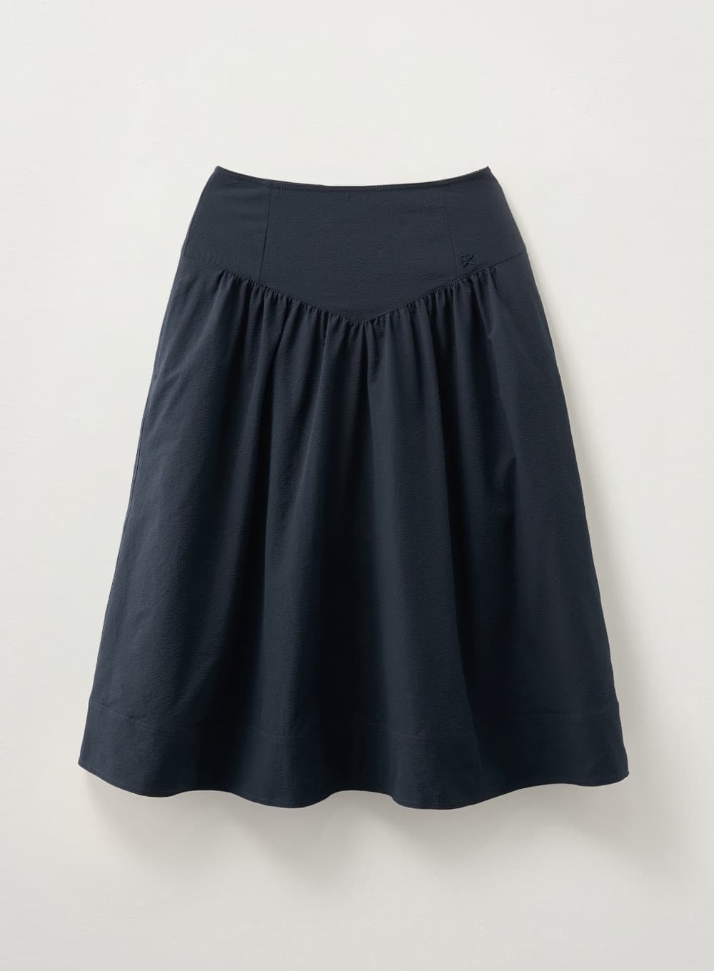 (W) Seersucker Hole Skirt - Navy