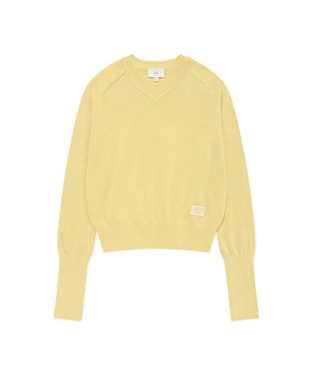 우먼 베이직 브이넥 니트 Light Yellow