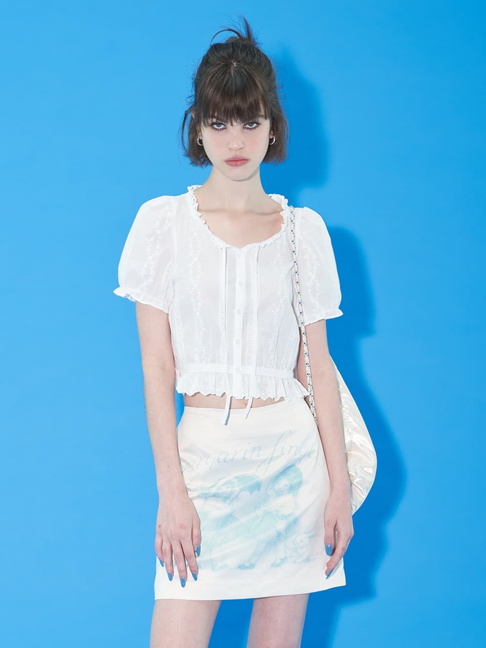 TWIN GRAPHIC SKIRT (CREAM)