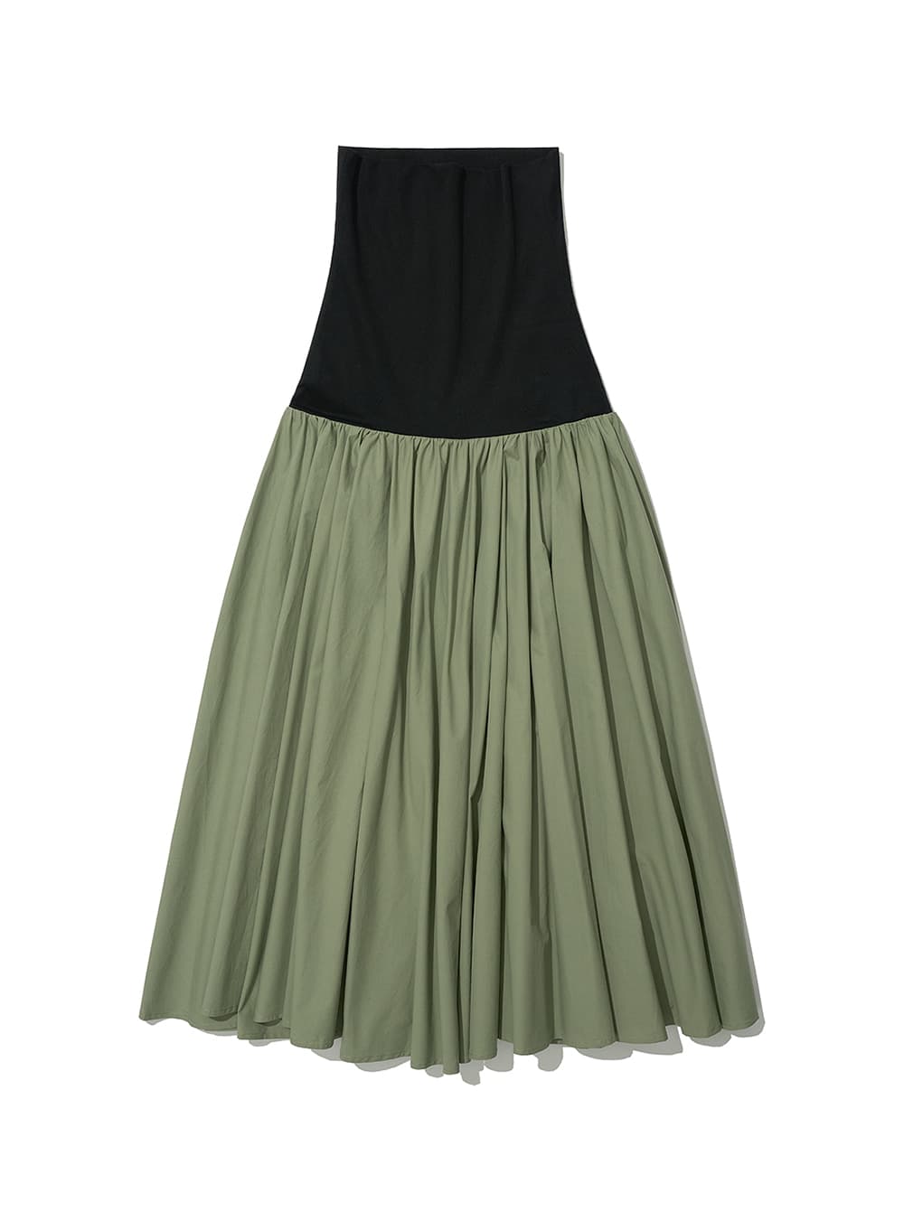 VOLUME FLARE MAXI SKIRT_KHAKI GREEN