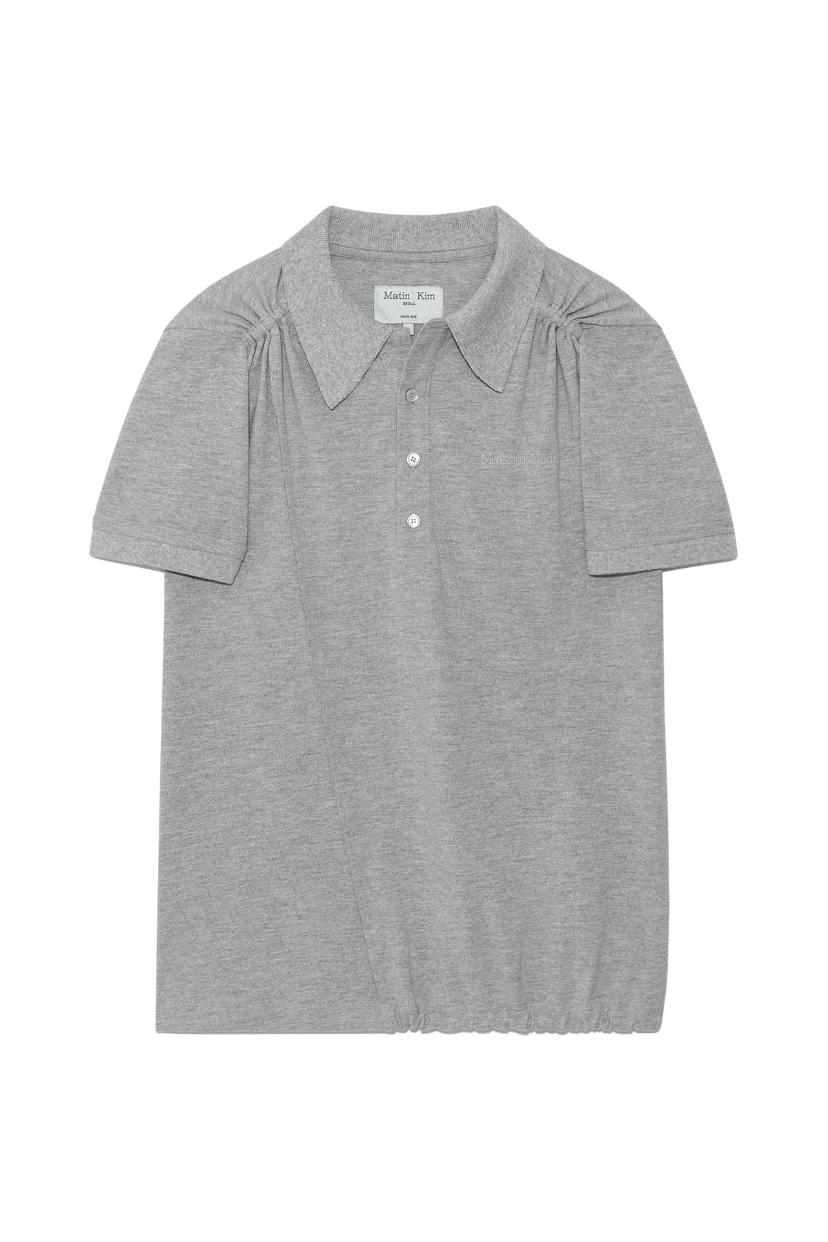 TWO WAY STRING POINT PIQUE TOP IN GREY