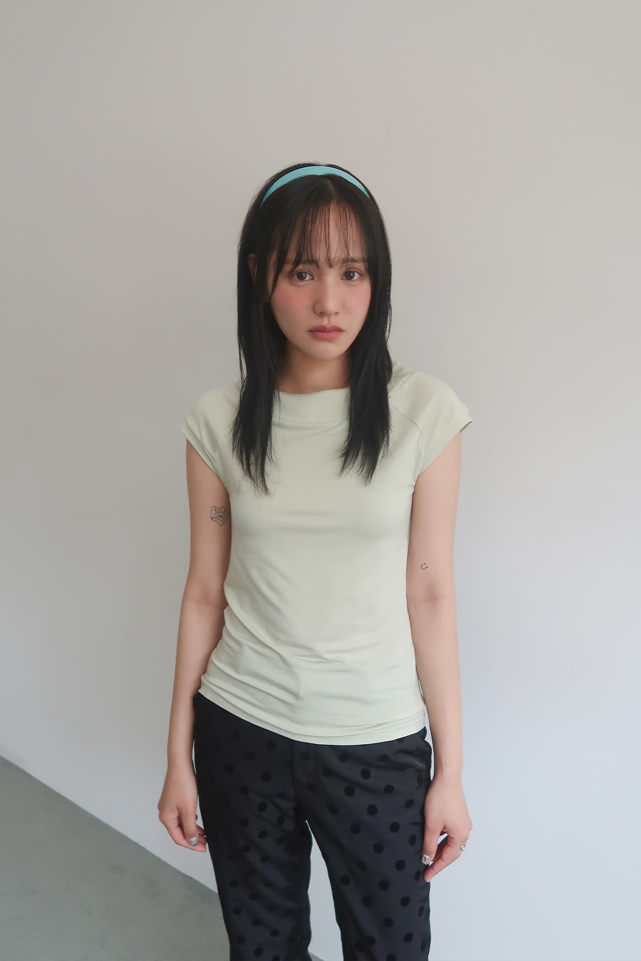 BOAT NECK CAP SLEEVE T-SHIRT_MINT