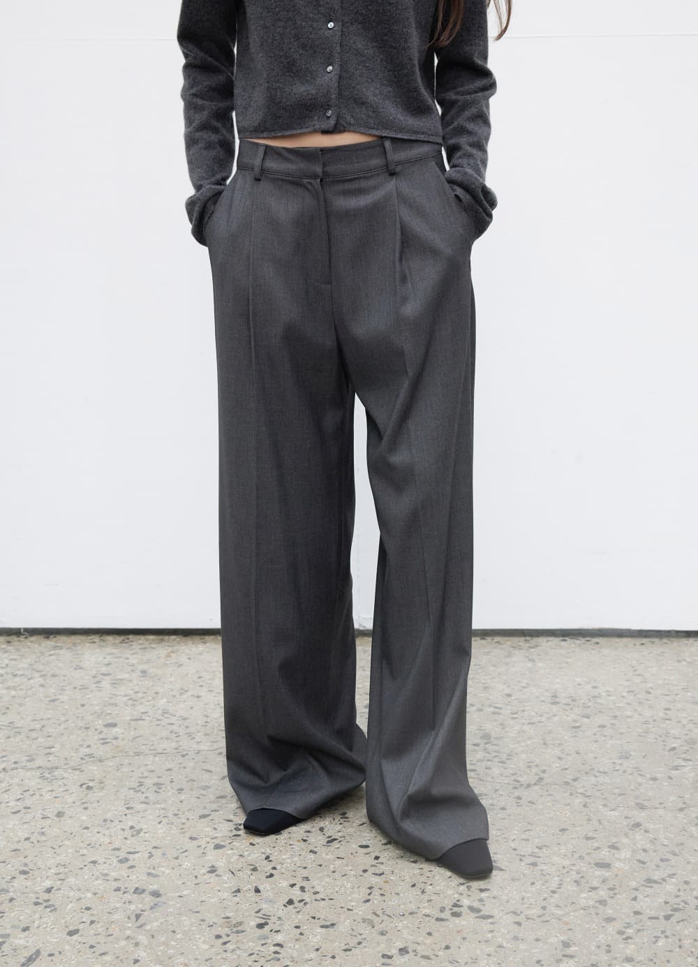 Whenever Wide Slacks - Charcoal