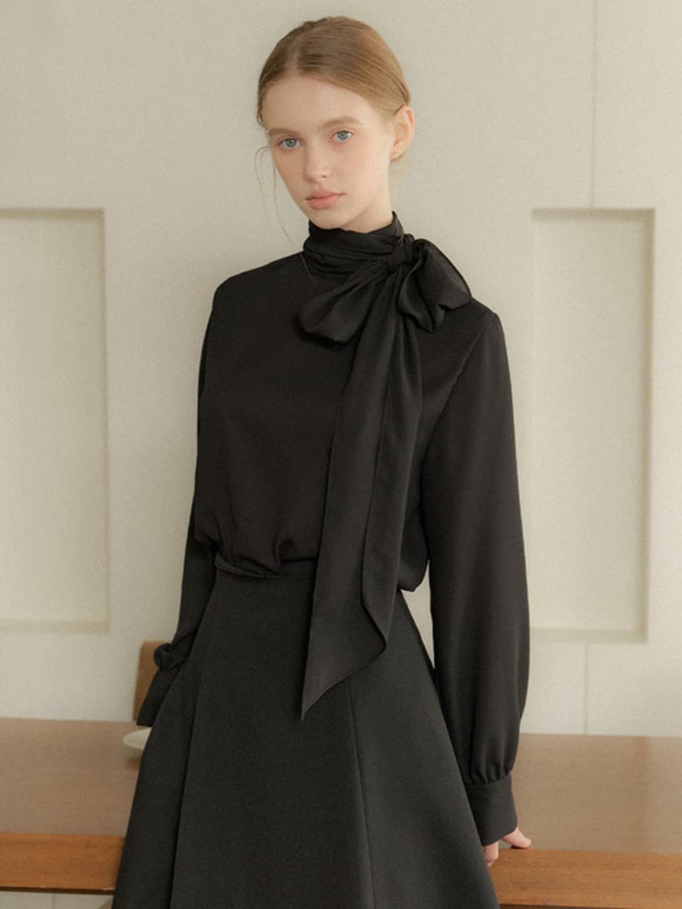 2way Tie Blouse / Black(3color)