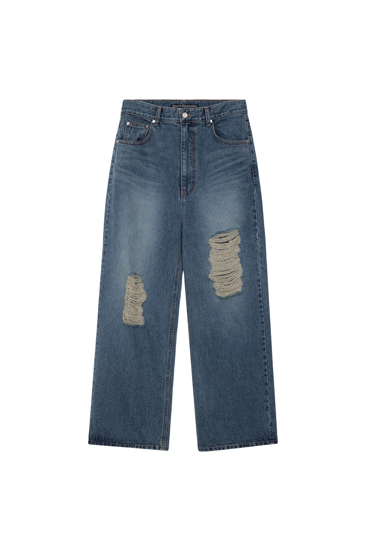 DESTROYED DENIM PANTS - BLUE
