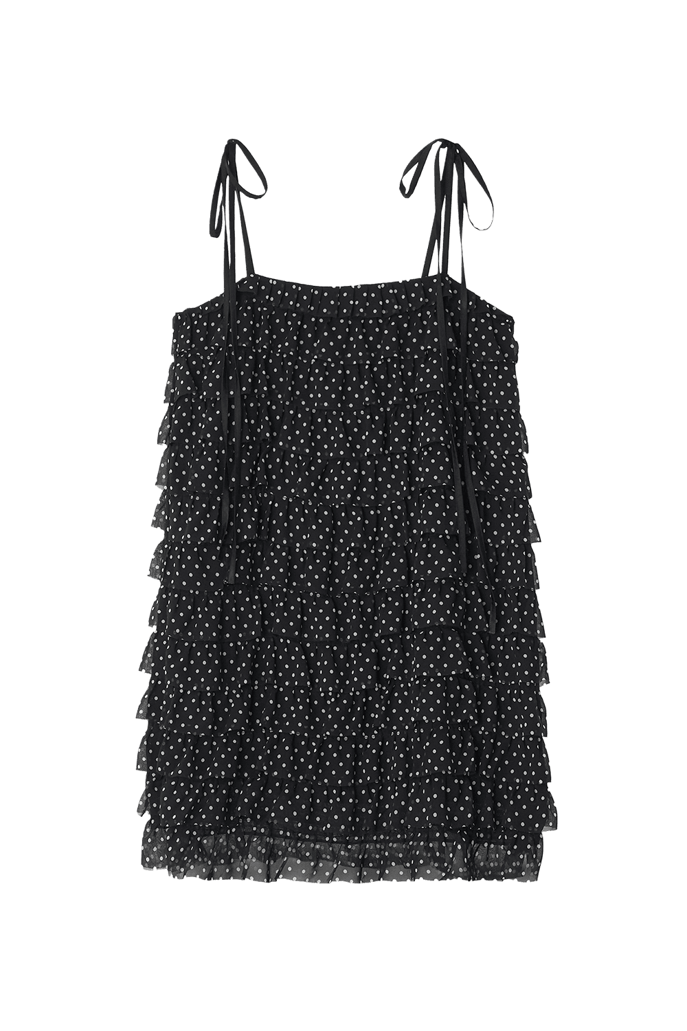 Romantic Dot Tiered Dress (Black)