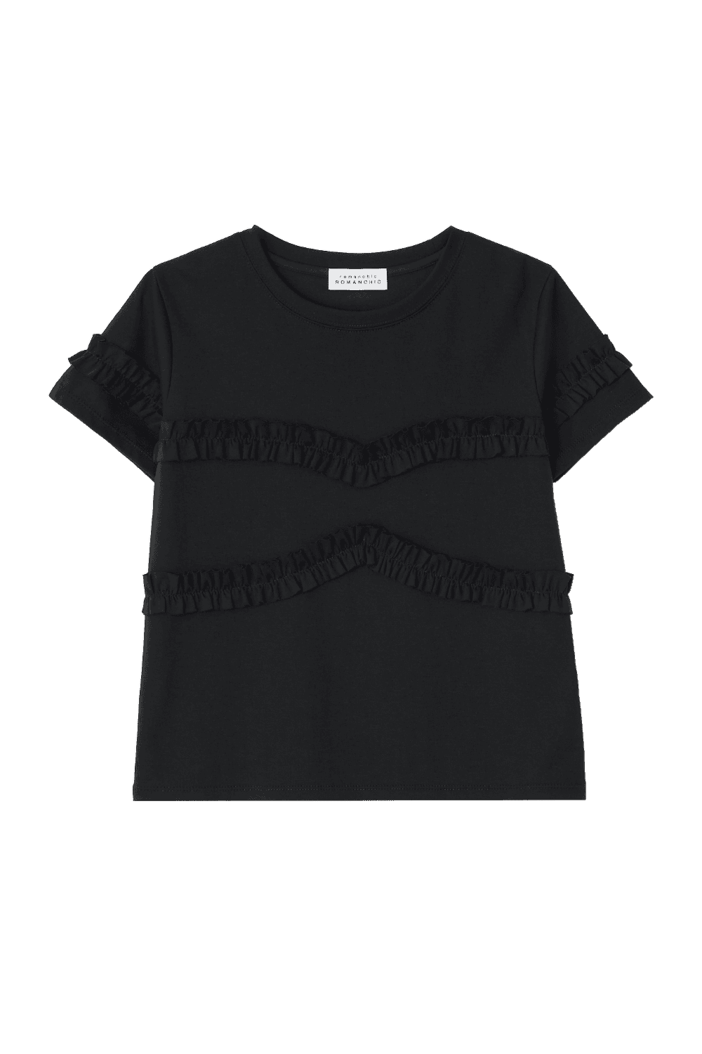 Soft Frill Cropped Tee (Black)