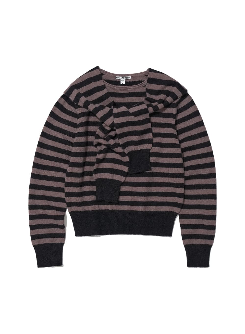 LAYERED SLEEVE KNIT CREWNECK_BLACK STRIPE