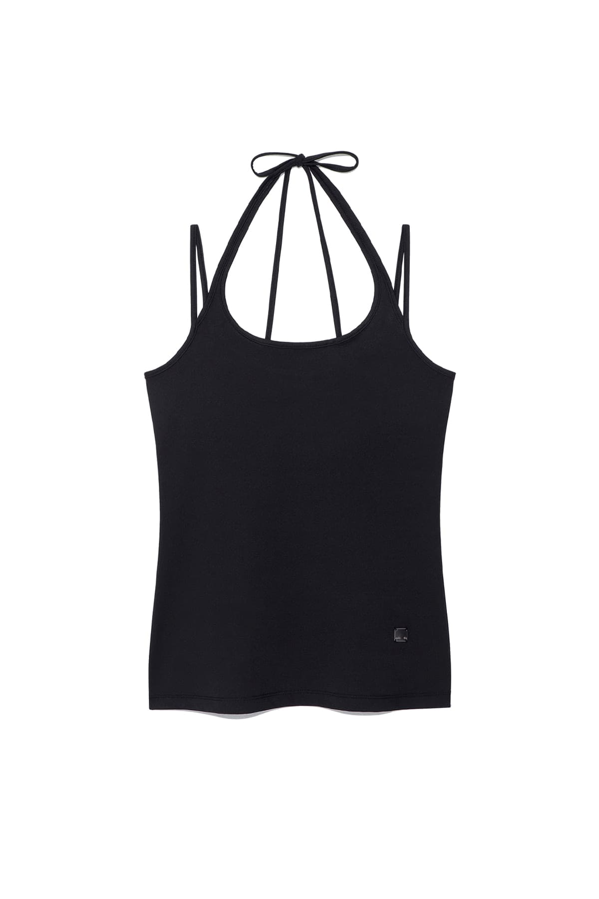 STRING HALTER NECK TANK TOP IN BLACK