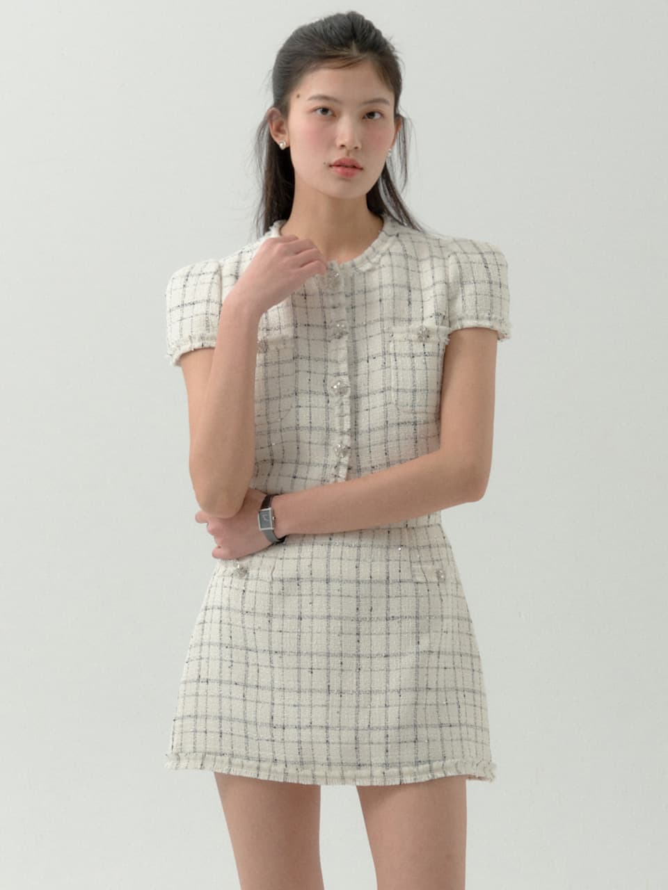 BiBi Tweed Half Jacket-Check(2Color)[Cream Check 0,1 6/12 예약배송]