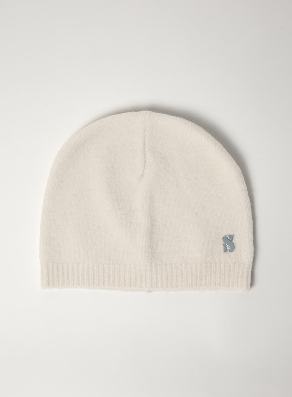S Logo Brushed Beanie - Cream