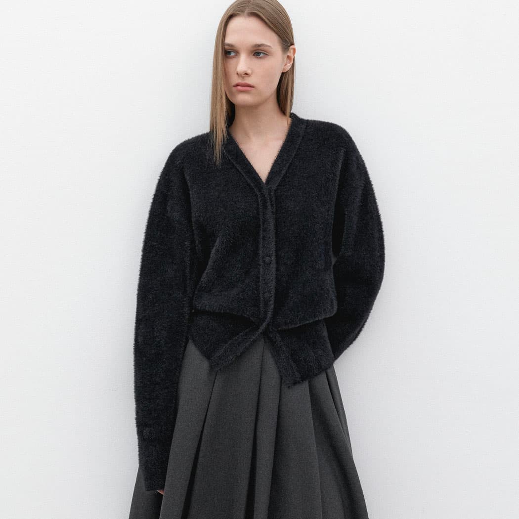 (CD-2238)FAKE ANGORA VOLUME SLEVE KNIT