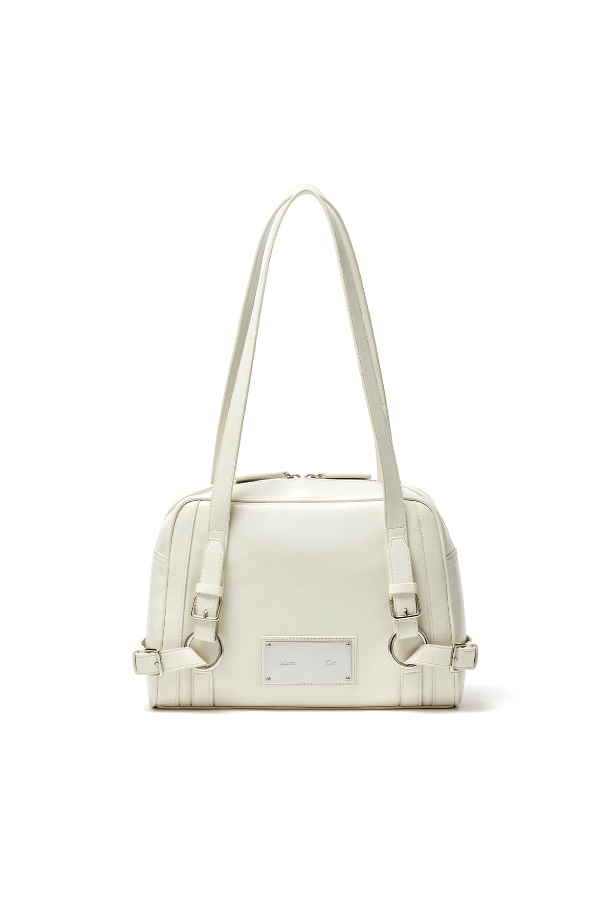 BIKER DETAIL SQUARE SHOULDER BAG IN IVORY