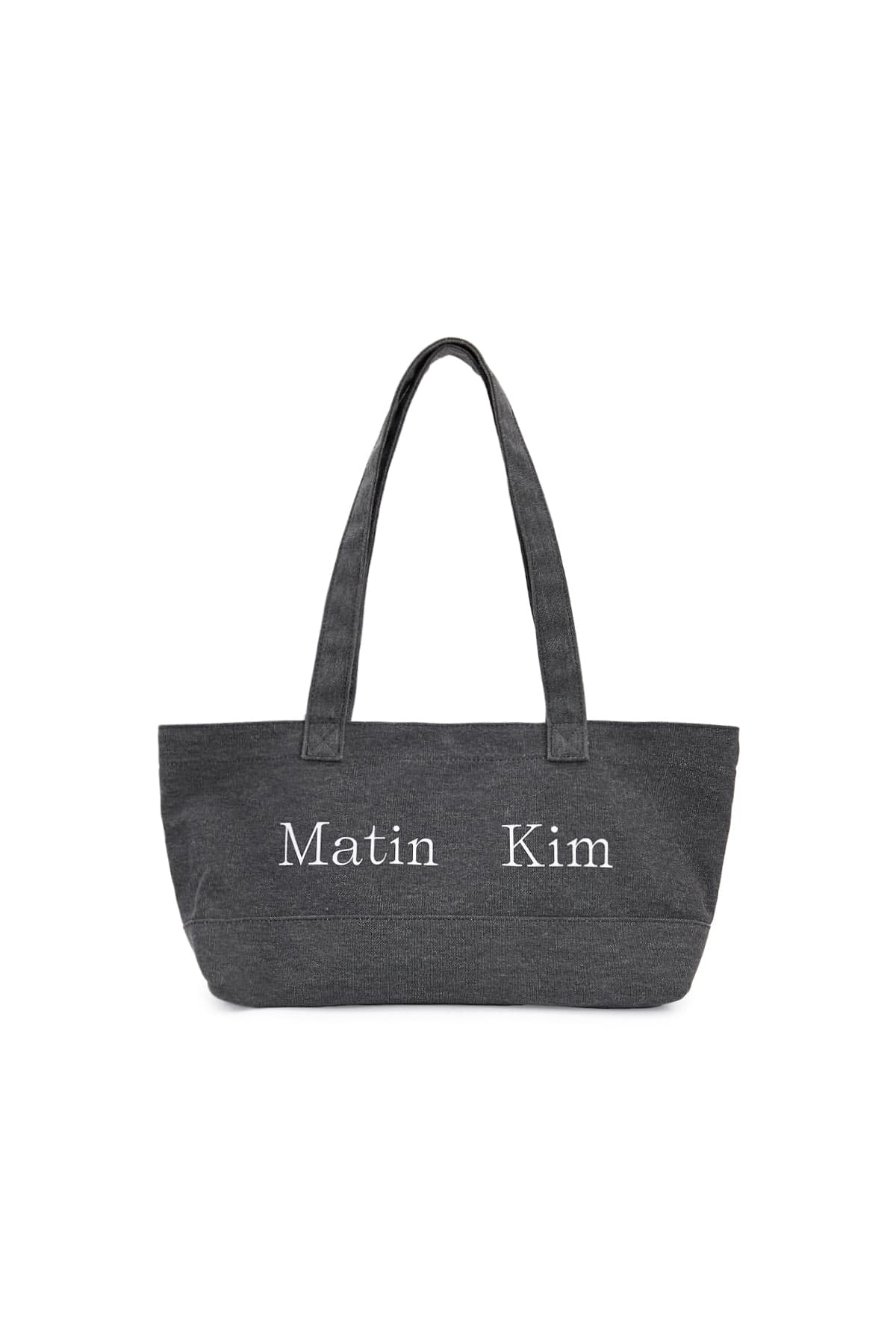 MATIN LOGO CANVAS WIDE SHOULDER BAG IN CHARCOAL