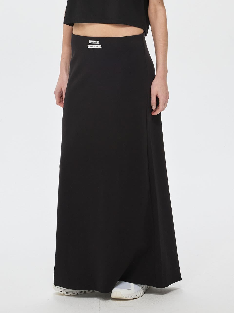 JERSEY MAXI SKIRT DOUBLE LABEL_BLACK